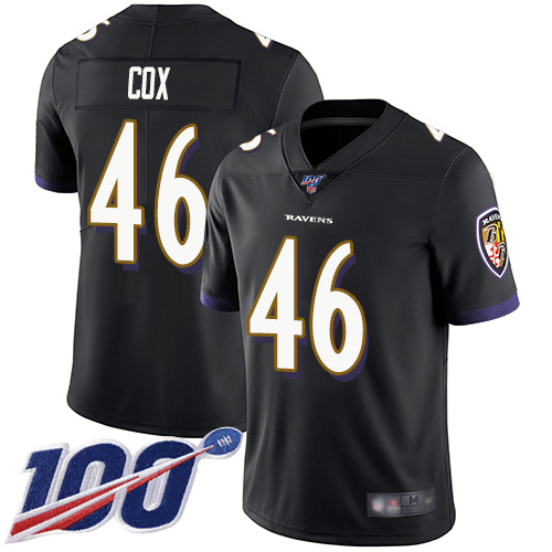 Baltimore Ravens Limited Black Men Morgan Cox Alternate Jersey NFL Football 46 100th Season Vapor Untouchable
